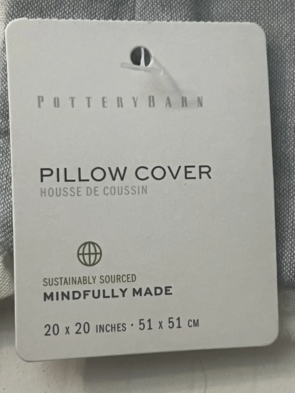 NWT Pottery Barn Palm Embroidered 20X20” Pillow Cover Coastal Leaf Tropical